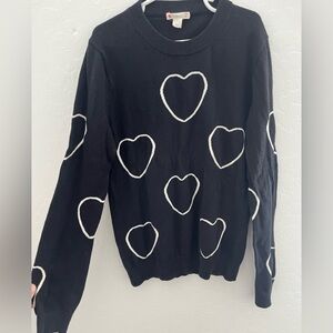 Crewcuts Black Sweater with White Outlined Hearts – Size 14